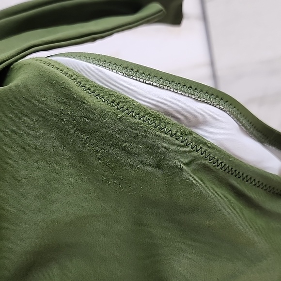 Shade & Shore army green high cut one piece swimsuit with tie Size Small - Picture 4 of 9